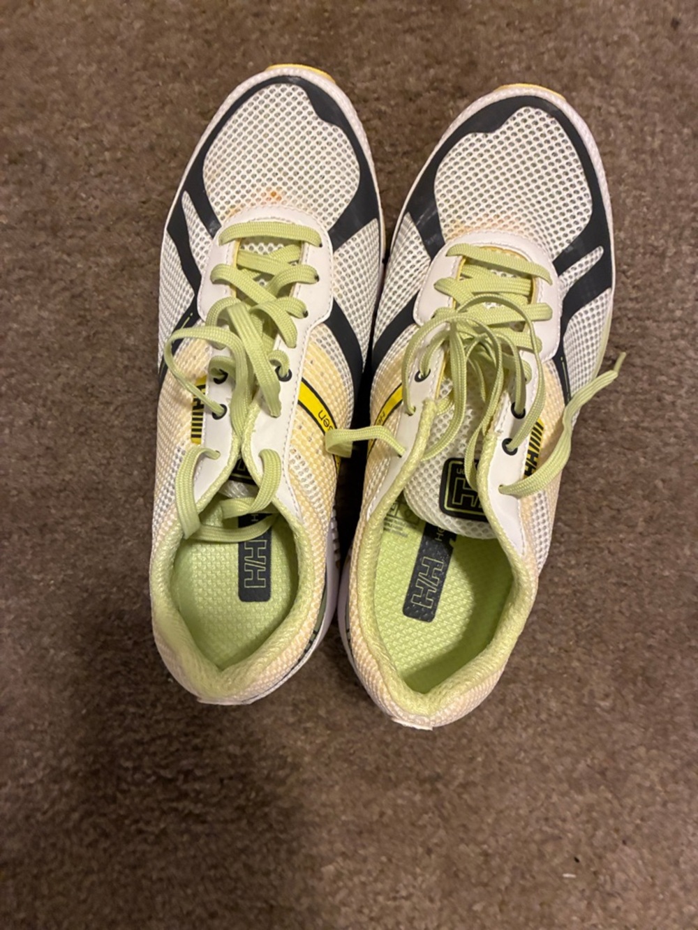 New Balance White and Lime Green Mesh Running Shoes
